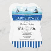 Blue Nautical Baby shower Invitation Kaart (Voorkant / Achterkant)
