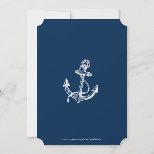 Blue Nautical Boat Anchor Birthday Party nodigt ui Kaart (Achterkant)