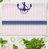 Blue Nautical Boat Anchor Stripes Accent Theedoek (Gevouwen)