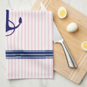 Blue Nautical Boat Anchor Stripes Accent Theedoek (Quarter Fold)