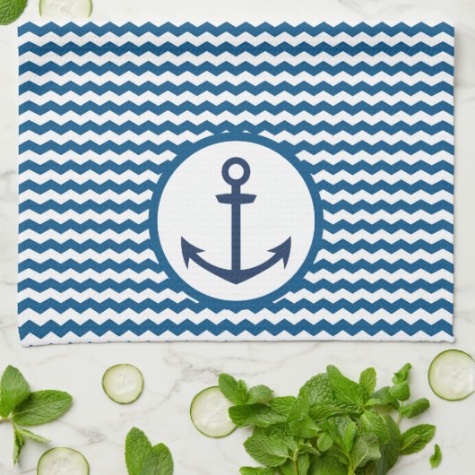 Blue Nautical Boating Anchor Kitchen Towel Theedoek (Gevouwen)