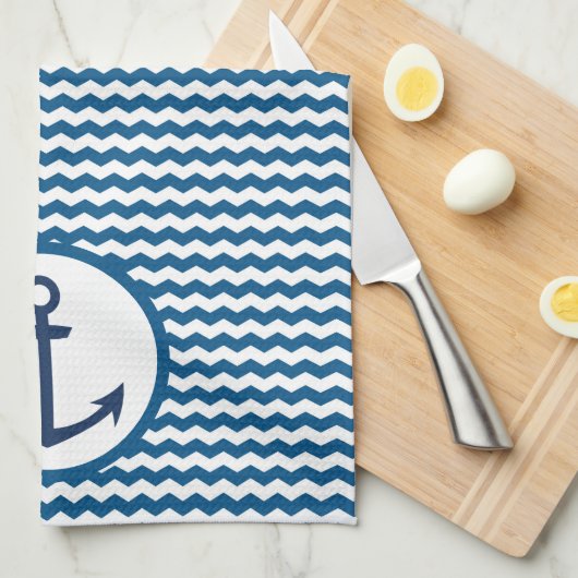 Blue Nautical Boating Anchor Kitchen Towel Theedoek (Quarter Fold)