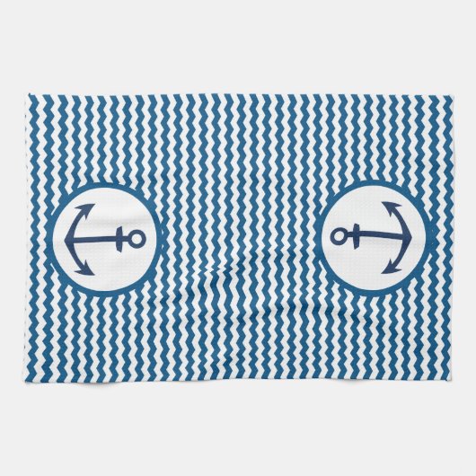 Blue Nautical Boating Anchor Kitchen Towel Theedoek (Horizontaal)