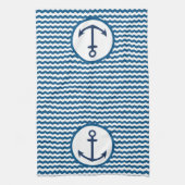 Blue Nautical Boating Anchor Kitchen Towel Theedoek (Verticaal)