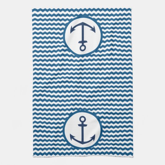 Blue Nautical Boating Anchor Kitchen Towel Theedoek (Verticaal)
