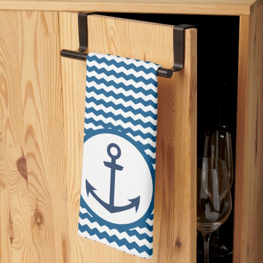 Blue Nautical Boating Anchor Kitchen Towel Theedoek (Derde Gevouwen)