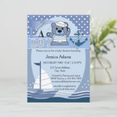 Blue Nautical Boy Baby shower Uitnodiging (Staand voorkant)
