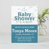 Blue nautical bubble Baby shower Invitation Kaart (Staand voorkant)