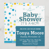 Blue nautical bubble Baby shower Invitation Kaart (Voorkant / Achterkant)