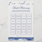 Blue Nautical Coastal Zee Bruids Pictionary Game (Voorkant)
