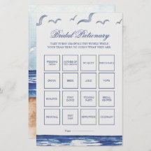 Blue Nautical Coastal Zee Bruids Pictionary Game