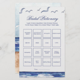 Blue Nautical Coastal Zee Bruids Pictionary Game