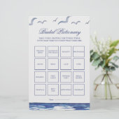 Blue Nautical Coastal Zee Bruids Pictionary Game (Staand voorkant)