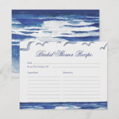 Blue Nautical Coastal Zee Recept voor de bruid Informatiekaartje (Voorkant / Achterkant)
