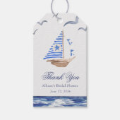 Blue Nautical Coastal Zee Vrijgezellenfeest Cadeaulabel (Voorkant)