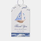 Blue Nautical Coastal Zee Vrijgezellenfeest Cadeaulabel (Achterkant)