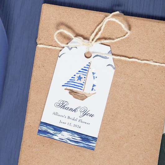 Blue Nautical Coastal Zee Vrijgezellenfeest Cadeaulabel
