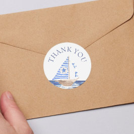 Blue Nautical Coastal Zee Vrijgezellenfeest Dank u Ronde Sticker