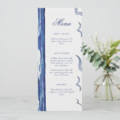 Blue Nautical Coastal Zee Vrijgezellenfeest Menu K Kaart (Staand voorkant)