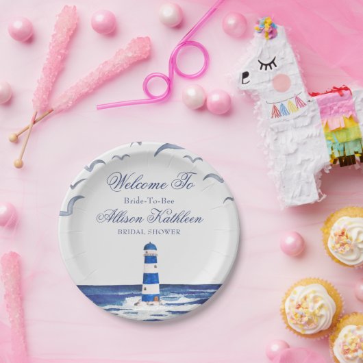 Blue Nautical Coastal Zee Vrijgezellenfeest Papieren Bordje (Feest)