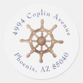 Blue Nautical Coastal Zee Vrijgezellenfeest Ronde Sticker (Voorkant)