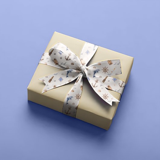 Blue Nautical Coastal Zee Vrijgezellenfeest Satijnen Lint