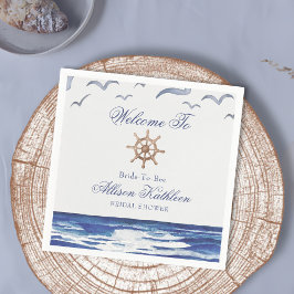 Blue Nautical Coastal Zee Vrijgezellenfeest Servet