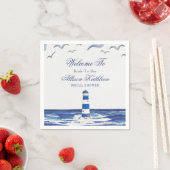 Blue Nautical Coastal Zee Vrijgezellenfeest Servet (Insitu)