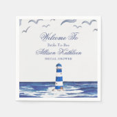 Blue Nautical Coastal Zee Vrijgezellenfeest Servet (Voorkant)