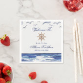 Blue Nautical Coastal Zee Vrijgezellenfeest Servet (Insitu)