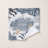 Blue Nautical Coral Waterverf Elegant Summer Bad Handdoek (Wasdoekje)