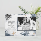 Blue Nautical Coral Waterverf Vrijgezellenfeest Fo Kaart (Staand voorkant)