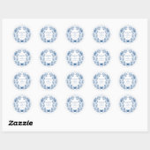 Blue Nautical Crab Shell Ocean Beach Wedding Ronde Sticker (Vel)