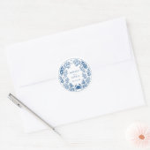 Blue Nautical Crab Shell Ocean Beach Wedding Ronde Sticker (Envelop)