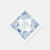 Blue Nautical Crab Shell Ocean Beach Wedding Servet (Hoek)