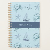 Blue Nautical Crab Starfish Boat Pattern Planner (Voorkant)