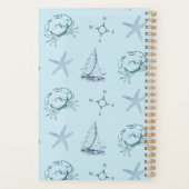 Blue Nautical Crab Starfish Boat Pattern Planner (Achterkant)