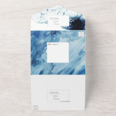 Blue Nautical Destination Wedding All In One Uitnodiging (Buitenkant)