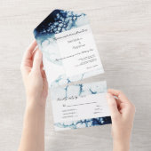 Blue Nautical Destination Wedding All In One Uitnodiging (Afscheurbaar)