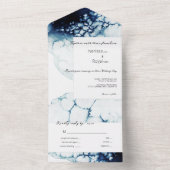 Blue Nautical Destination Wedding All In One Uitnodiging (Binnen)