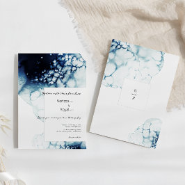 Blue Nautical Destination Wedding Kaart