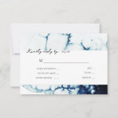 Blue Nautical Destination Wedding Monogram RSVP Kaartje (Voorkant)