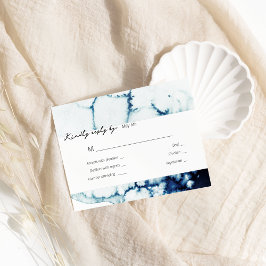 Blue Nautical Destination Wedding Monogram RSVP Kaartje