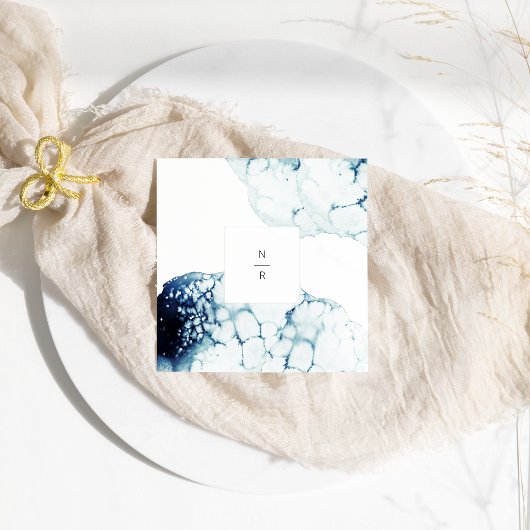 Blue Nautical Destination Wedding Monogram Servet