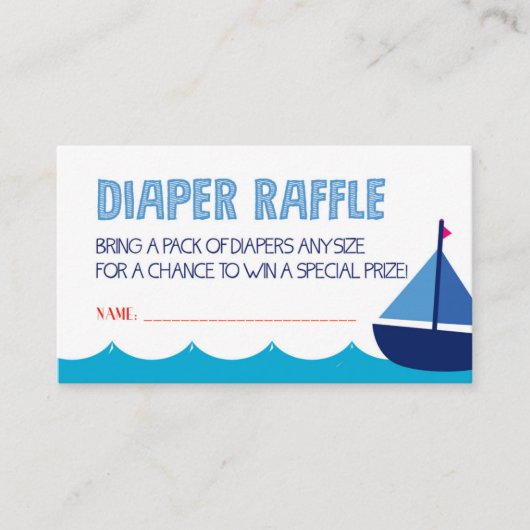 Blue Nautical Diaper Raffle Ticket Informatiekaartje (Voorkant)