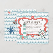 Blue Nautical Het is een Baby shower-uitnodiging v Kaart (Voorkant / Achterkant)