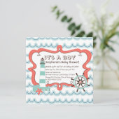 Blue Nautical Het is een Baby shower-uitnodiging v Kaart (Staand voorkant)