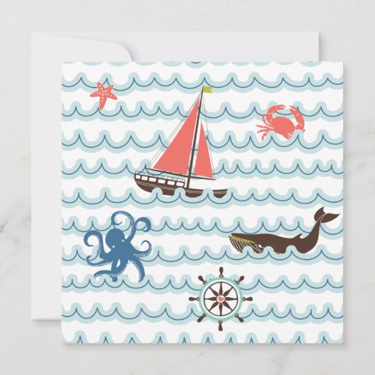 Blue Nautical Het is een Baby shower-uitnodiging v Kaart (Achterkant)