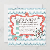 Blue Nautical Het is een Baby shower-uitnodiging v