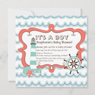 Blue Nautical Het is een Baby shower-uitnodiging v Kaart